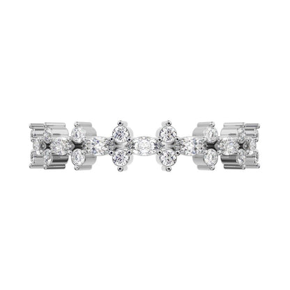 0.335 ct Marquise Cut Simulated Clear Diamond dainty vertical eye Half Eternity Stackable 14K / 18K Solid White Gold everyday wedding band