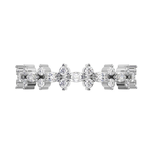 0.335 ct Marquise Cut Simulated Clear Diamond dainty vertical eye Half Eternity Stackable 14K / 18K Solid White Gold everyday wedding band