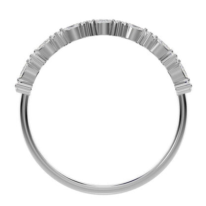 0.335 ct Marquise Cut Simulated Clear Diamond dainty vertical eye Half Eternity Stackable 14K / 18K Solid White Gold everyday wedding band