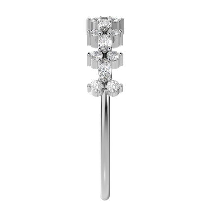 0.335 ct Marquise Cut Moissanite dainty Minimalist vertical eye Half Eternity Stackable 14K / 18K Solid White Gold everyday wedding band