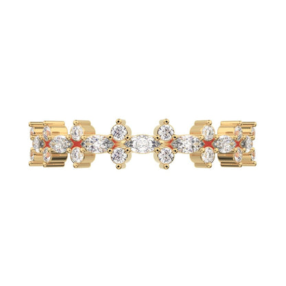 0.335 ct Marquise Cut Simulated Clear Diamond dainty vertical eye Half Eternity Stackable 14K / 18K Solid Yellow Gold everyday wedding band