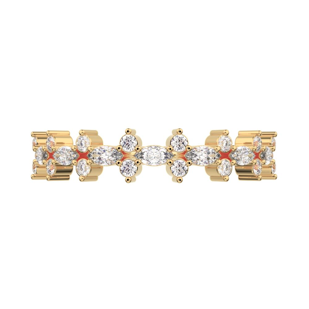 0.335 ct Marquise Cut Moissanite dainty Minimalist vertical eye Half Eternity Stackable 14K / 18K Solid Yellow Gold everyday wedding band