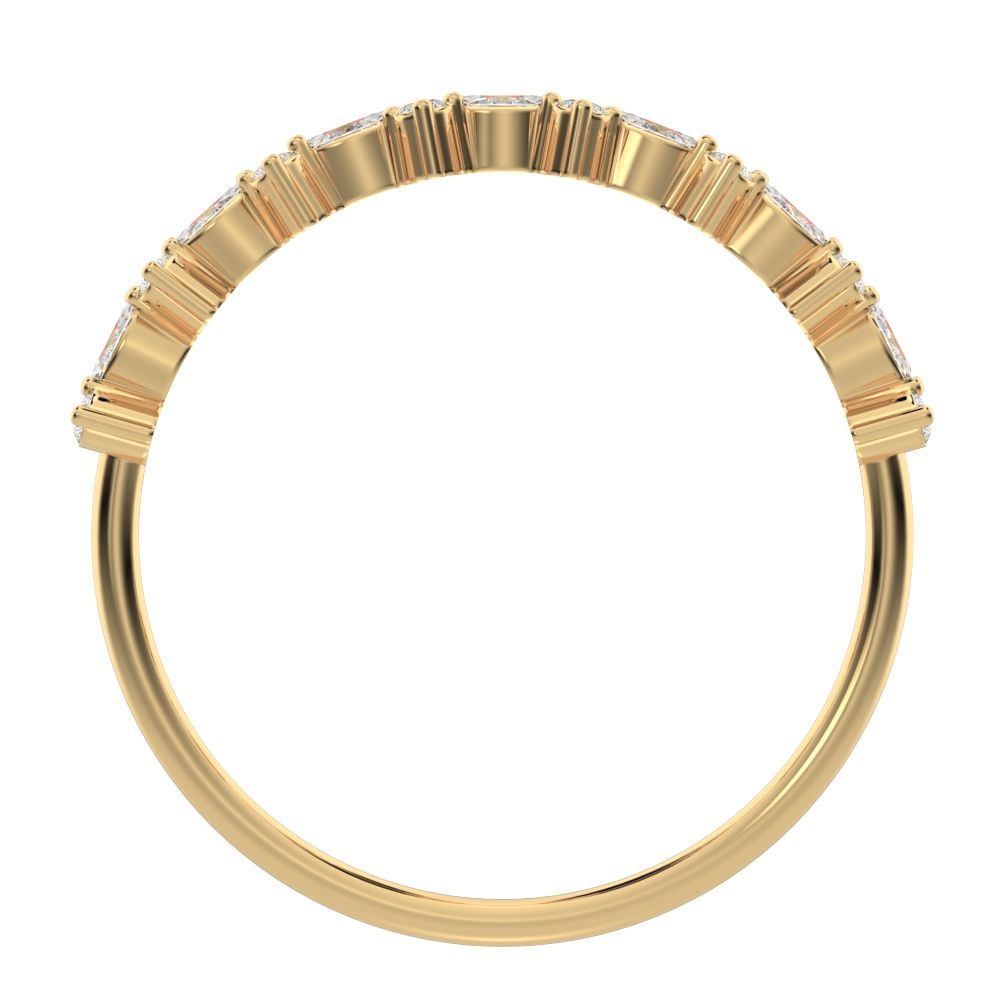0.335 ct Marquise Cut Simulated Clear Diamond dainty vertical eye Half Eternity Stackable 14K / 18K Solid Yellow Gold everyday wedding band