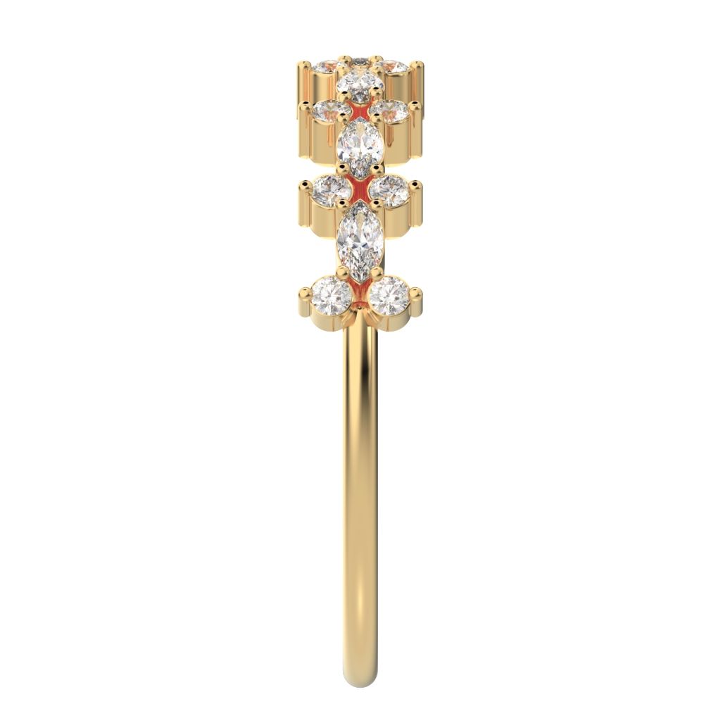 0.335 ct Marquise Cut Simulated Clear Diamond dainty vertical eye Half Eternity Stackable 14K / 18K Solid Yellow Gold everyday wedding band
