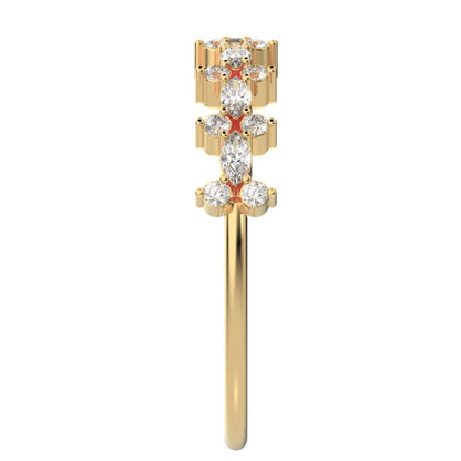 0.335 ct Marquise Cut Moissanite dainty Minimalist vertical eye Half Eternity Stackable 14K / 18K Solid Yellow Gold everyday wedding band