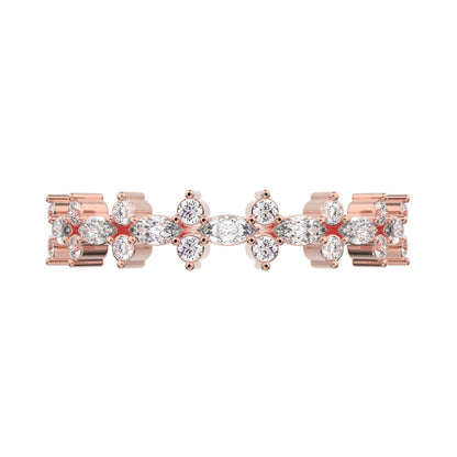 0.335 ct Marquise Cut Simulated Clear Diamond dainty vertical eye Half Eternity Stackable 14K / 18K Solid Rose Gold everyday wedding band