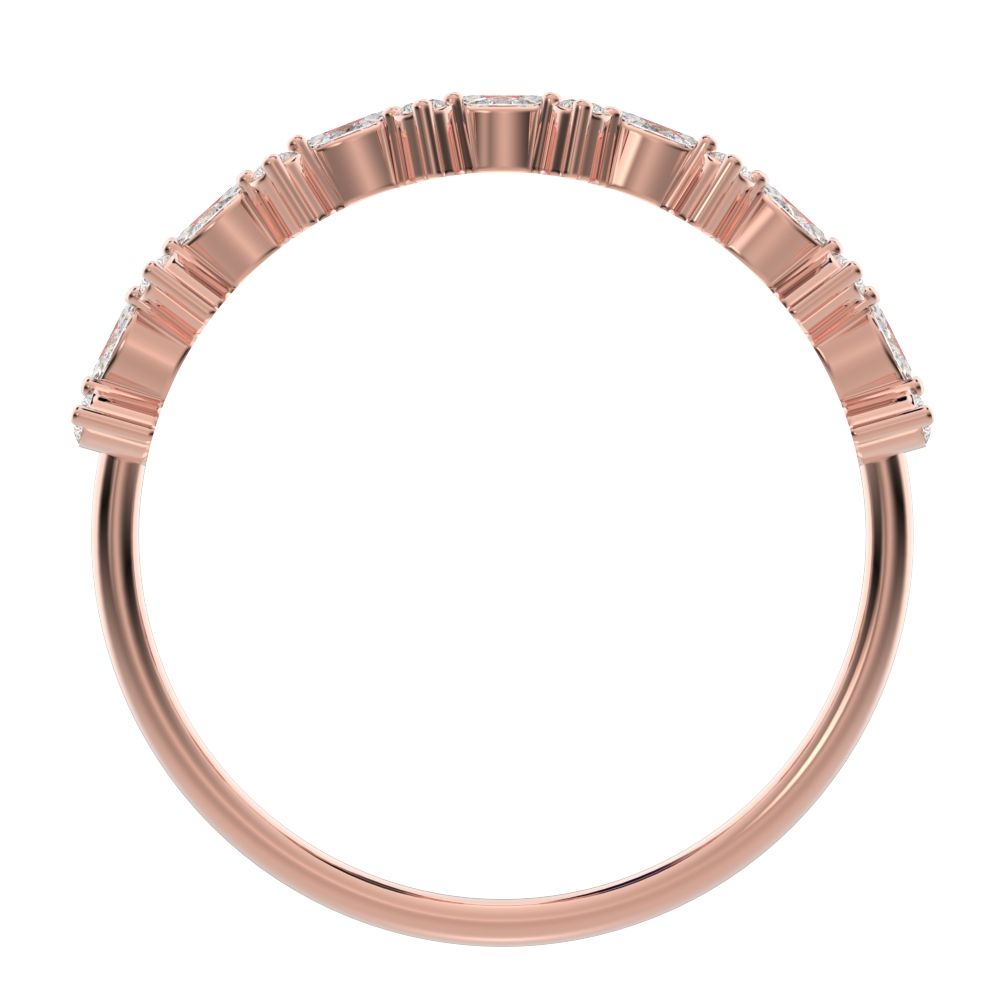 0.335 ct Marquise Cut Simulated Clear Diamond dainty vertical eye Half Eternity Stackable 14K / 18K Solid Rose Gold everyday wedding band
