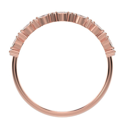 0.335 ct Marquise Cut Simulated Clear Diamond dainty vertical eye Half Eternity Stackable 14K / 18K Solid Rose Gold everyday wedding band