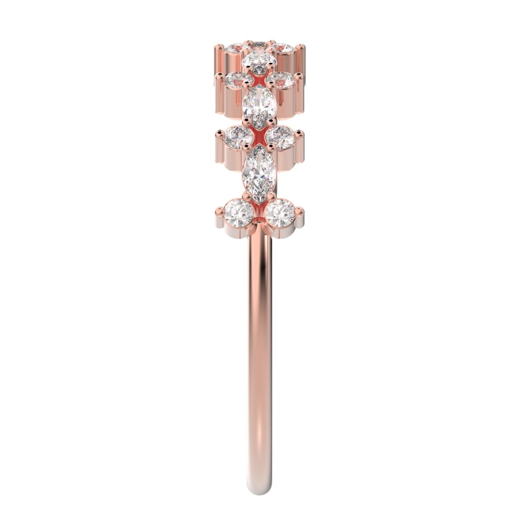 0.335 ct Marquise Cut Simulated Clear Diamond dainty vertical eye Half Eternity Stackable 14K / 18K Solid Rose Gold everyday wedding band