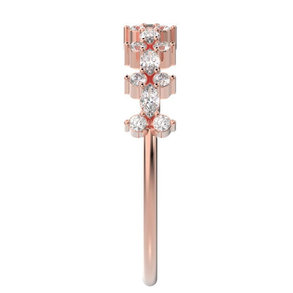 0.335 ct Marquise Cut Moissanite dainty Minimalist vertical eye Half Eternity Stackable 14K / 18K Solid Rose Gold everyday wedding band