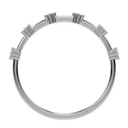 0.09 ct Round Cut Moissanite dainty Minimalist Half Eternity halo Stackable flower 14K / 18K Solid White Gold everyday wedding band