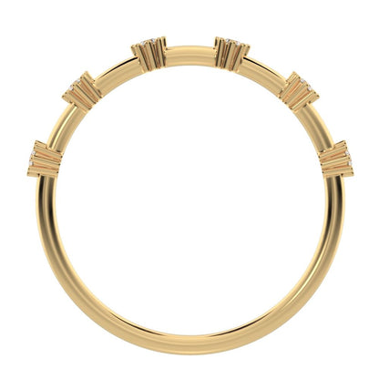 0.09 ct Round Cut Moissanite dainty Minimalist Half Eternity halo Stackable flower 14K / 18K Solid Yellow Gold everyday wedding band