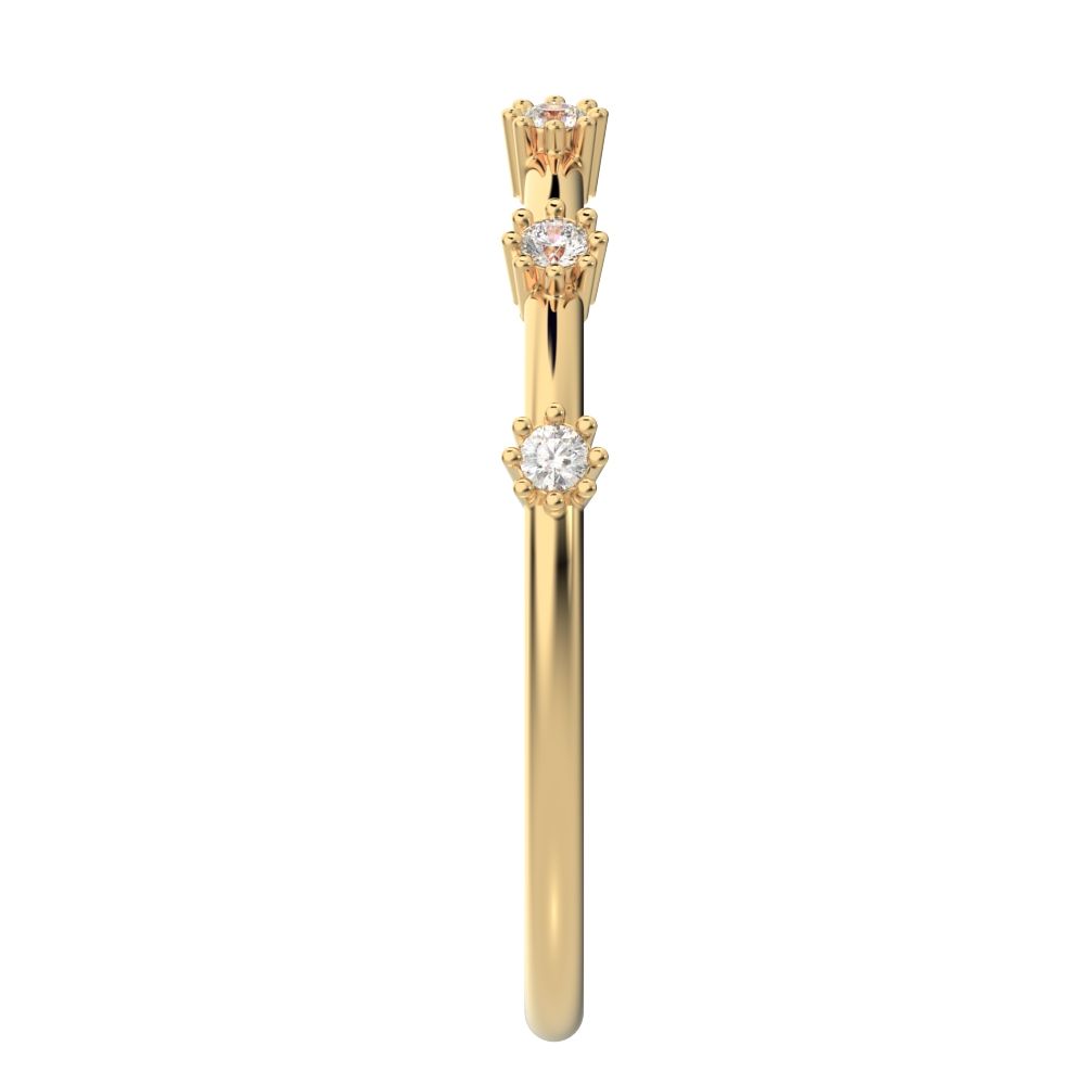 0.09 ct Round Cut Moissanite dainty Minimalist Half Eternity halo Stackable flower 14K / 18K Solid Yellow Gold everyday wedding band