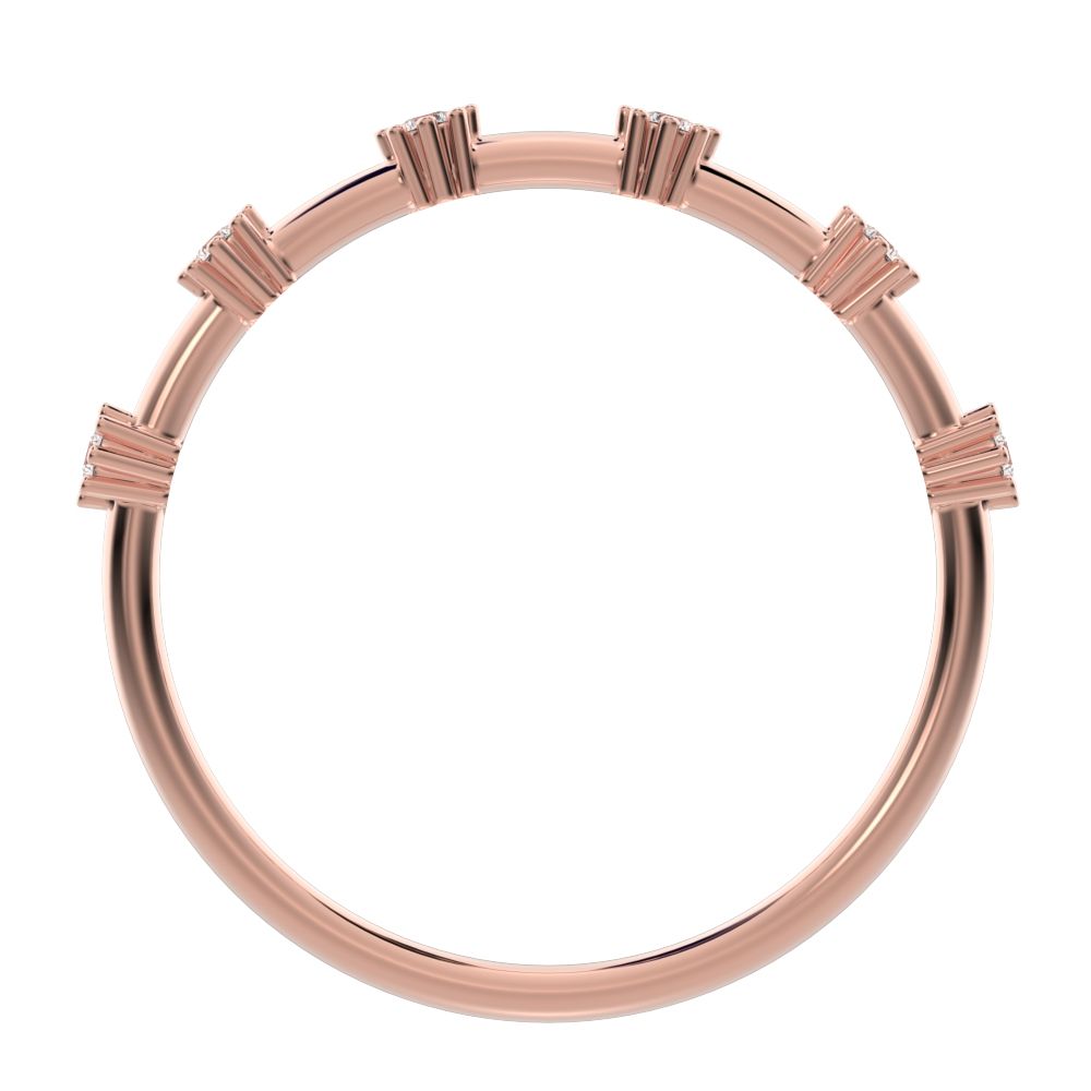 0.09 ct Round Cut Moissanite dainty Minimalist Half Eternity halo Stackable flower 14K / 18K Solid Rose Gold everyday wedding band