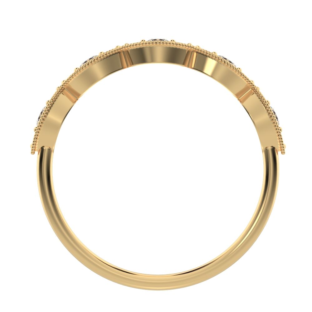 0.3Ct Round Cut Simulated Clear Diamond Minimalist Half Eternity halo Stackable eye 14K / 18K Solid Yellow Gold everyday wedding band