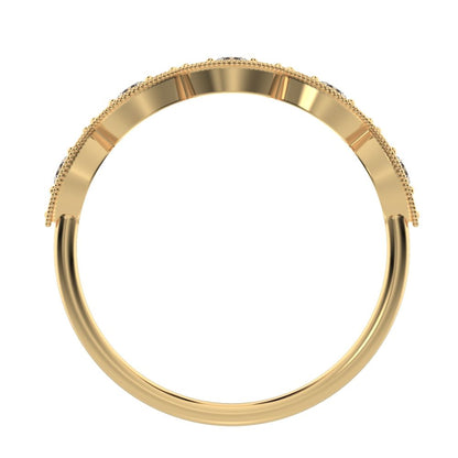 0.3Ct Round Cut Simulated Clear Diamond Minimalist Half Eternity halo Stackable eye 14K / 18K Solid Yellow Gold everyday wedding band