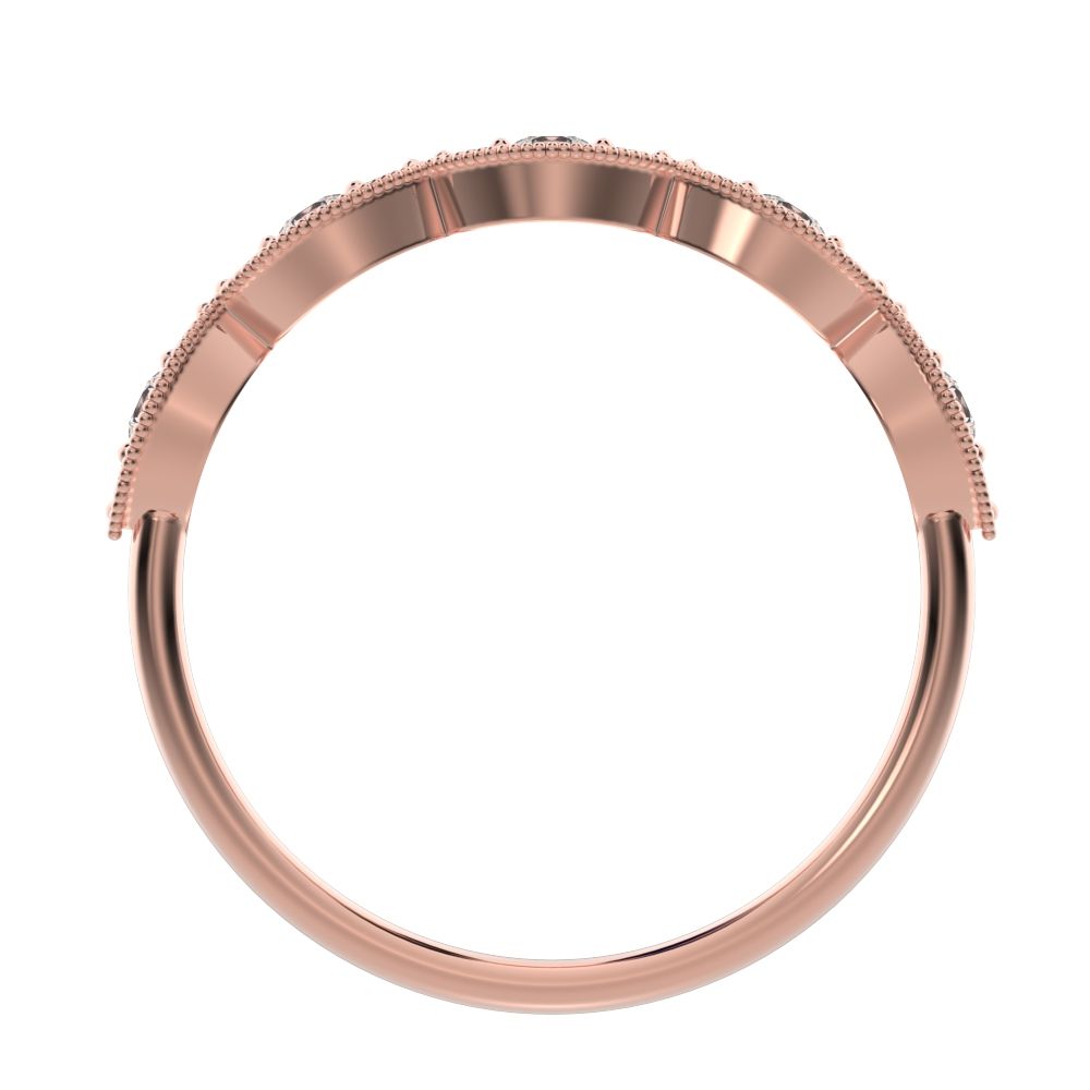 0.3 ct Round Cut Moissanite dainty Minimalist Half Eternity halo Stackable eye 14K / 18K Solid Rose Gold everyday wedding band