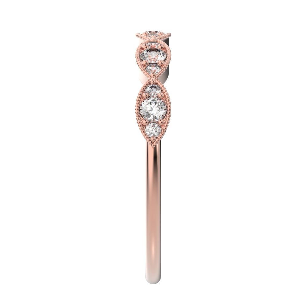 0.3 ct Round Cut Moissanite dainty Minimalist Half Eternity halo Stackable eye 14K / 18K Solid Rose Gold everyday wedding band