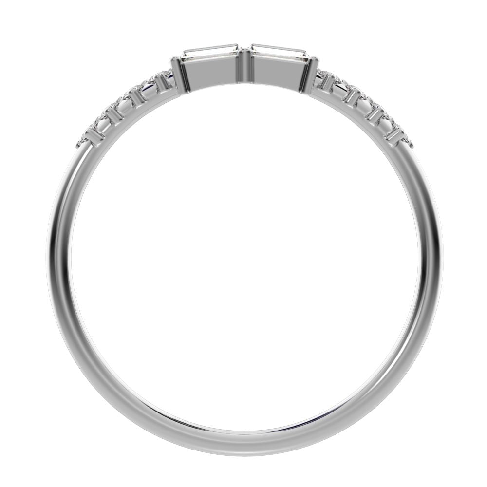 0.24Ct Baguette Cut Simulated Clear Diamond Minimalist Half Eternity Stackable light 14K / 18K Solid White Gold everyday wedding band