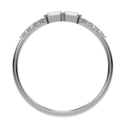 0.24Ct Baguette Cut Simulated Clear Diamond Minimalist Half Eternity Stackable light 14K / 18K Solid White Gold everyday wedding band