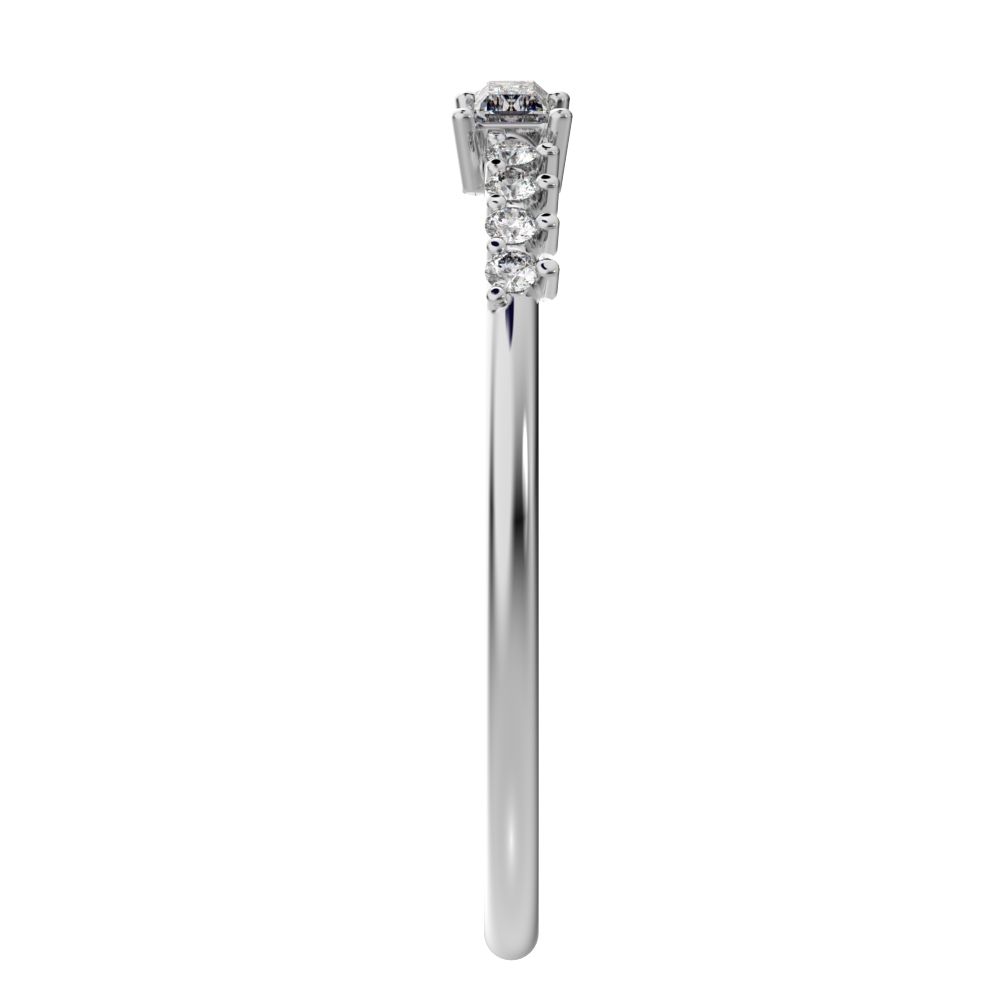 0.24Ct Baguette Cut Simulated Clear Diamond Minimalist Half Eternity Stackable light 14K / 18K Solid White Gold everyday wedding band