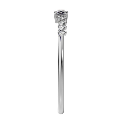 0.24Ct Baguette Cut Simulated Clear Diamond Minimalist Half Eternity Stackable light 14K / 18K Solid White Gold everyday wedding band