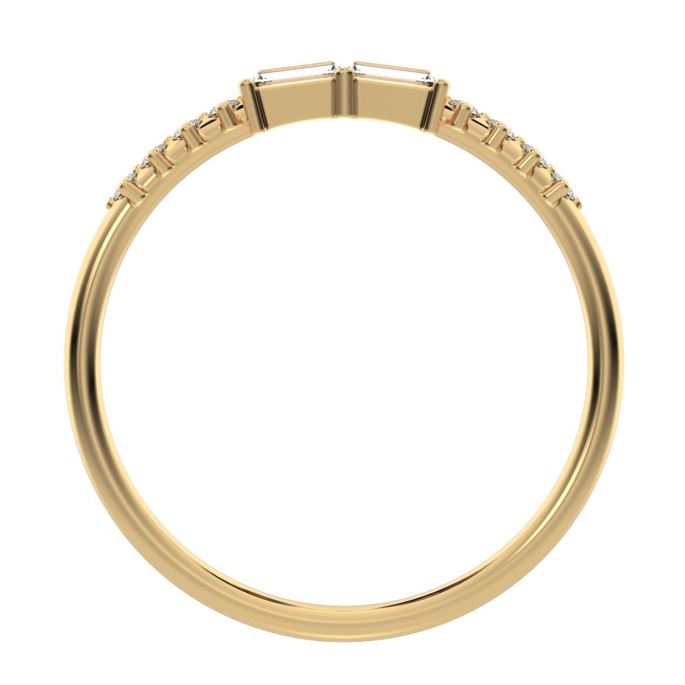 0.24 ct Baguette Cut Moissanite dainty Minimalist Half Eternity Stackable light 14K / 18K Solid Yellow Gold everyday wedding band