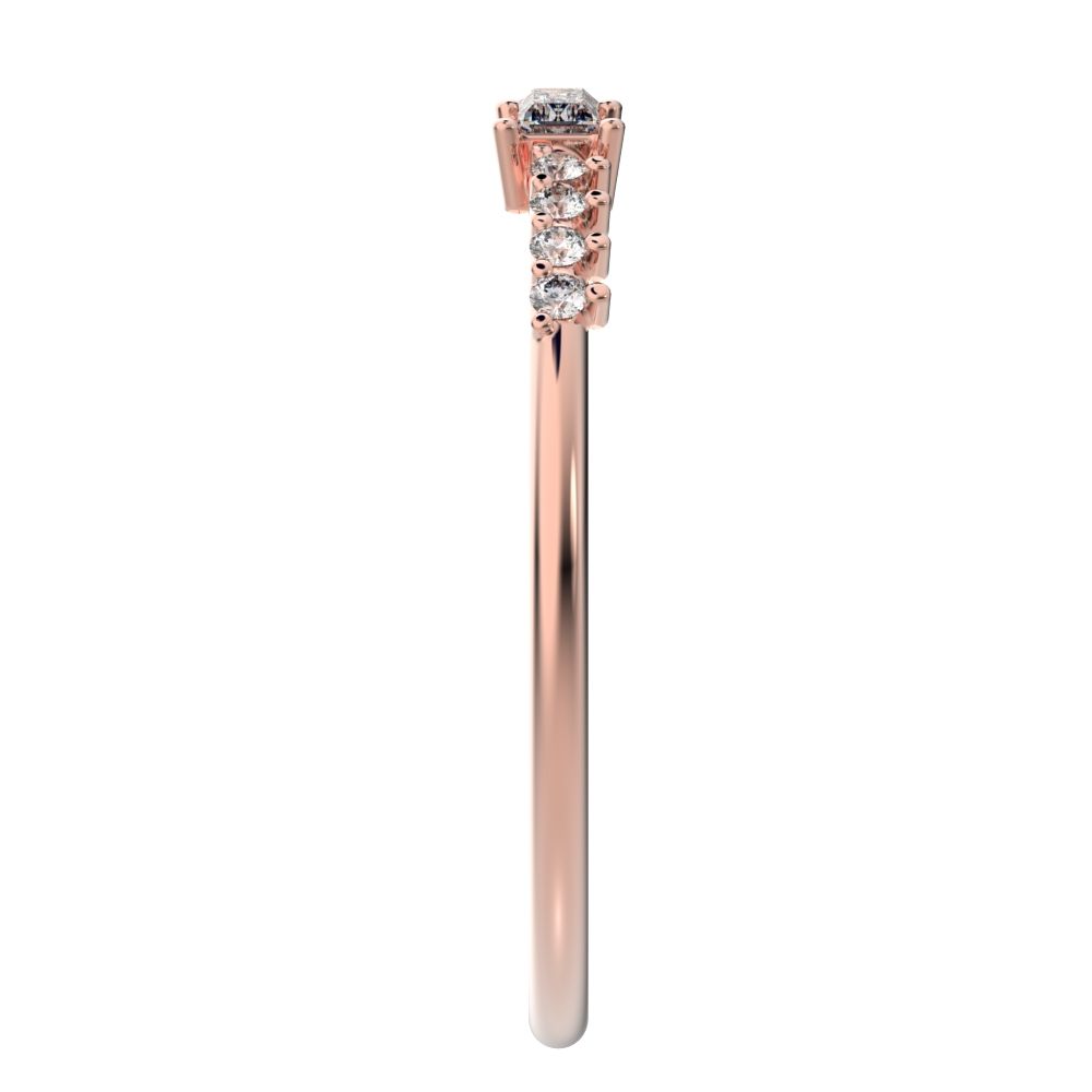 0.24Ct Baguette Cut Simulated Clear Diamond dainty Minimalist Half Eternity Stackable light 14K / 18K Solid Rose Gold everyday wedding band