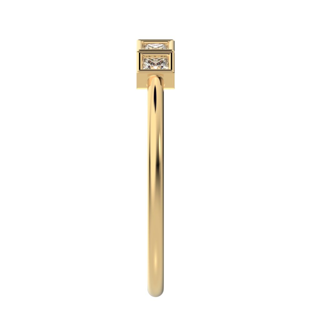 0.3Ct Princess Cut Simulated Clear Diamond Stackable Minimalist bezel Half Eternity 14K / 18K Solid Yellow Gold everyday wedding band