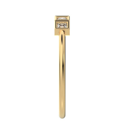 0.3 ct Princess Cut Moissanite dainty Stackable Minimalist bezel Half Eternity 14K / 18K Solid Yellow Gold everyday wedding band