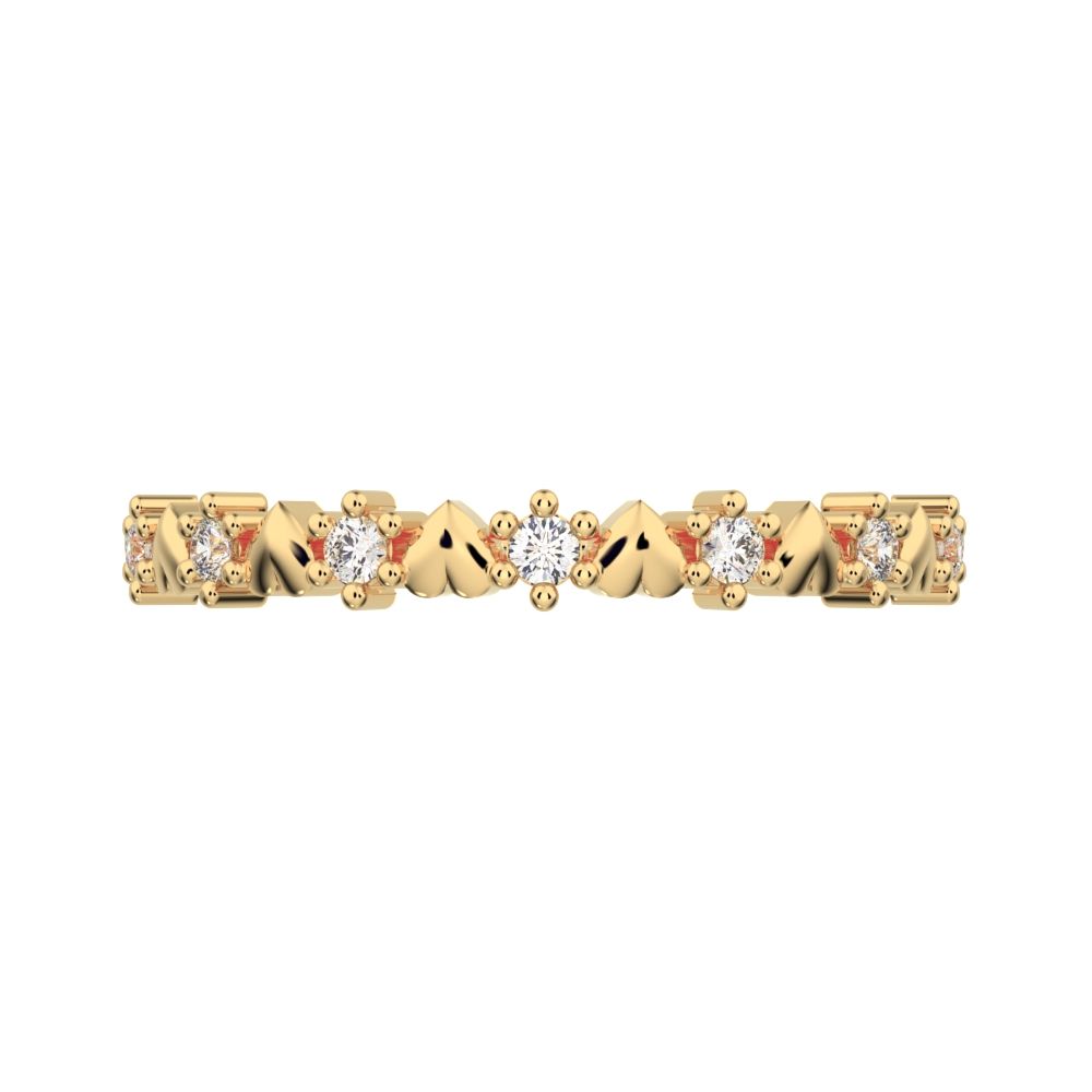 0.105 ct Round Cut Moissanite dainty Minimalist Stackable Arrow Half Eternity 14K / 18K Solid Yellow Gold everyday wedding band
