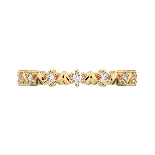 0.105 ct Round Cut Moissanite dainty Minimalist Stackable Arrow Half Eternity 14K / 18K Solid Yellow Gold everyday wedding band