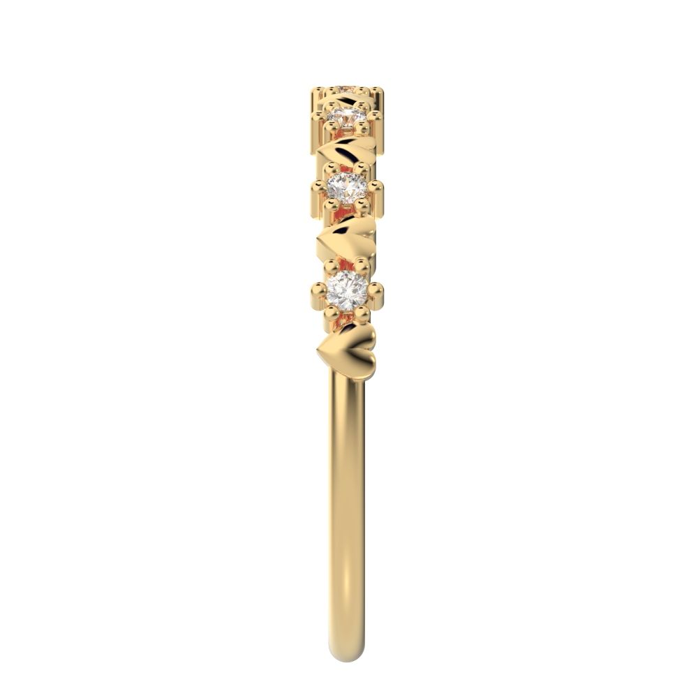 0.105Ct Round Cut Simulated Clear Diamond dainty Minimalist Stackable Arrow Half Eternity 14K / 18K Solid Yellow Gold everyday wedding band