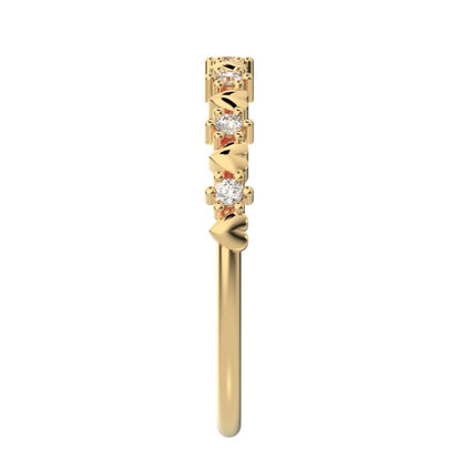0.105 ct Round Cut Moissanite dainty Minimalist Stackable Arrow Half Eternity 14K / 18K Solid Yellow Gold everyday wedding band