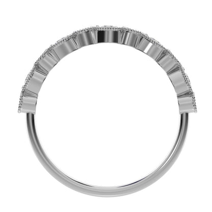 0.29Ct Round Cut Simulated Clear Diamond dainty Minimalist Half Eternity Stackable vintage 14K / 18K Solid White Gold everyday wedding band