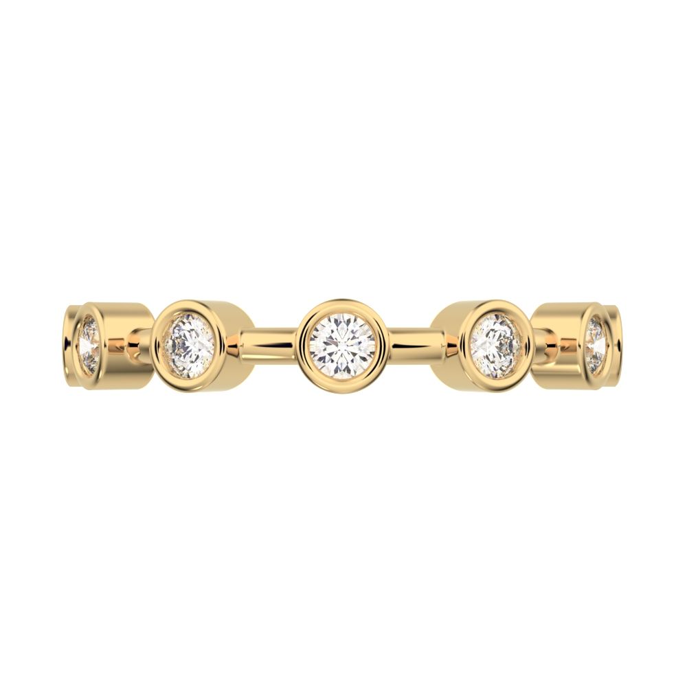 0.28 ct Round Cut Simulated Clear Diamond dainty Minimalist Half Eternity Stackable bezel 14K / 18K Solid Yellow Gold everyday wedding band