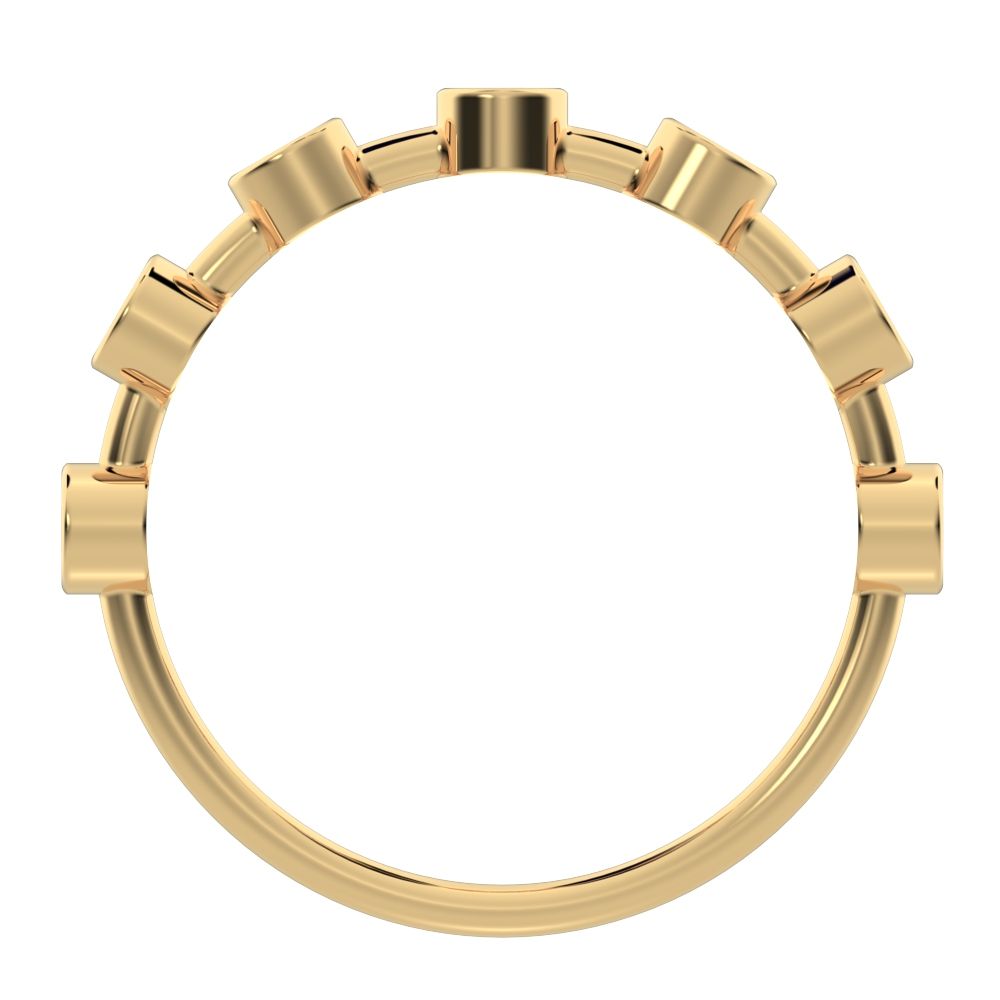 0.28 ct Round Cut Simulated Clear Diamond dainty Minimalist Half Eternity Stackable bezel 14K / 18K Solid Yellow Gold everyday wedding band