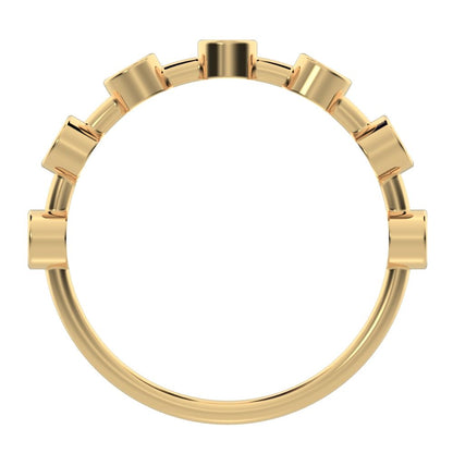 0.28 ct Round Cut Simulated Clear Diamond dainty Minimalist Half Eternity Stackable bezel 14K / 18K Solid Yellow Gold everyday wedding band