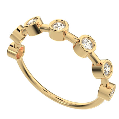 0.28 ct Round Cut Simulated Clear Diamond dainty Minimalist Half Eternity Stackable bezel 14K / 18K Solid Yellow Gold everyday wedding band