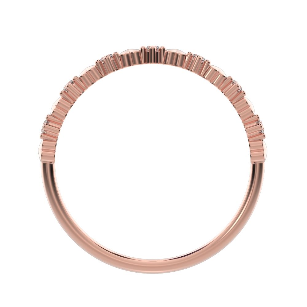 0.105 ct Round Cut Simulated Clear Diamond dainty Minimalist Stackable Arrow Half Eternity 14K / 18K Solid Rose Gold everyday wedding band