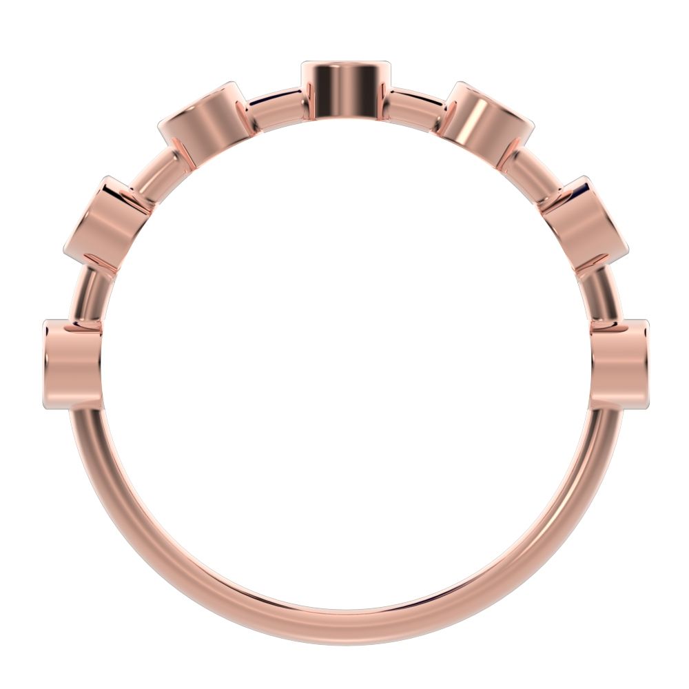 0.28Ct Round Cut Simulated Clear Diamond dainty Minimalist Half Eternity Stackable bezel 14K / 18K Solid Rose Gold everyday wedding band