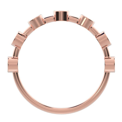 0.28Ct Round Cut Simulated Clear Diamond dainty Minimalist Half Eternity Stackable bezel 14K / 18K Solid Rose Gold everyday wedding band