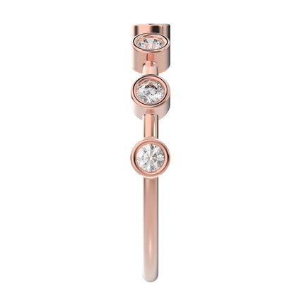 0.28Ct Round Cut Simulated Clear Diamond dainty Minimalist Half Eternity Stackable bezel 14K / 18K Solid Rose Gold everyday wedding band