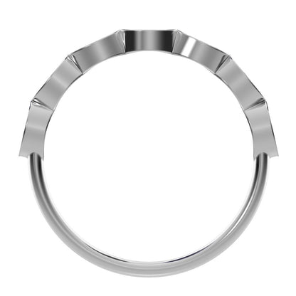 0.14 ct Round Cut Moissanite dainty Minimalist Half Eternity Stackable vintage eye 14K / 18K Solid White Gold everyday wedding band