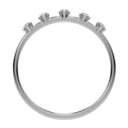 0.09Ct Round Cut Simulated Clear Diamond Minimalist Half Eternity Stackable light knot 14K / 18K Solid White Gold everyday wedding band