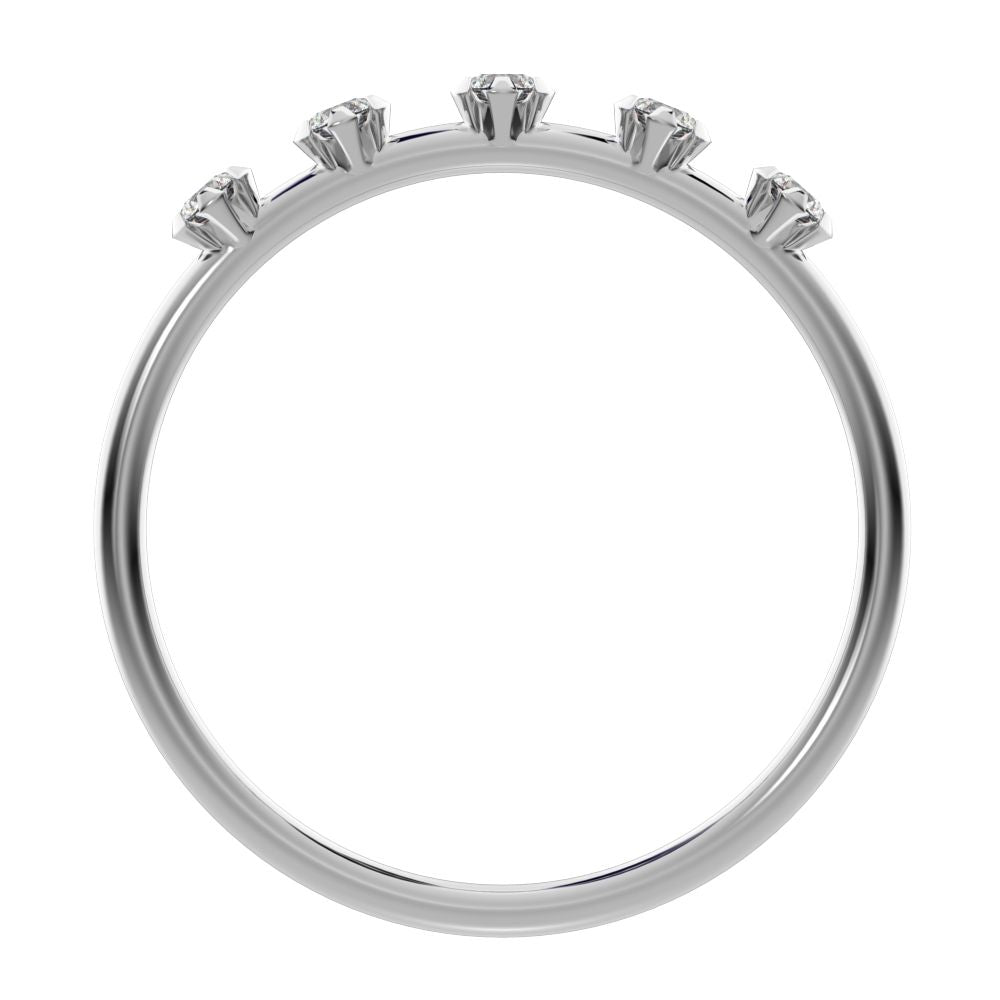 0.09 ct Round Cut Moissanite dainty Minimalist Half Eternity Stackable vintage light knot 14K / 18K Solid White Gold everyday wedding band