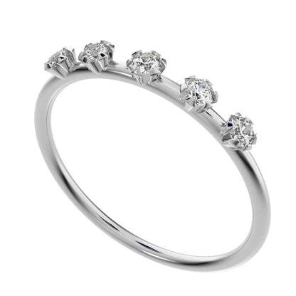 0.09Ct Round Cut Simulated Clear Diamond Minimalist Half Eternity Stackable light knot 14K / 18K Solid White Gold everyday wedding band