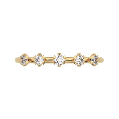 0.09Ct Round Cut Simulated Clear Diamond dainty Half Eternity Stackable light knot 14K / 18K Solid Yellow Gold everyday wedding band