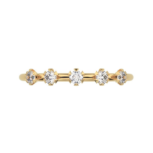 0.09Ct Round Cut Simulated Clear Diamond dainty Half Eternity Stackable light knot 14K / 18K Solid Yellow Gold everyday wedding band