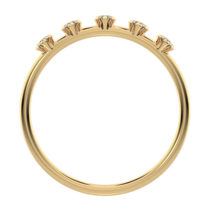 0.09Ct Round Cut Simulated Clear Diamond dainty Half Eternity Stackable light knot 14K / 18K Solid Yellow Gold everyday wedding band